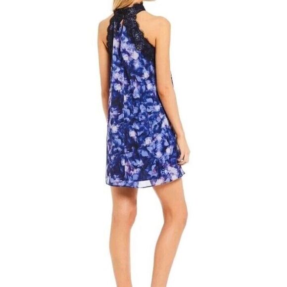 Badgley Mischka Britney Violet Multi Lace Sleeveless Mini Dress Size 12 - Picture 2 of 12